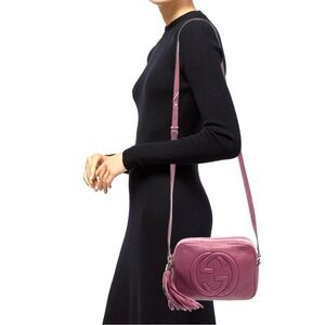 Authentic Gucci Soho Small Leather crossbody Disco bag dusty pink purple